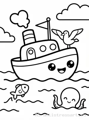 Морское приключение с друзьями раскраска — раскраска распечатать бесплатно